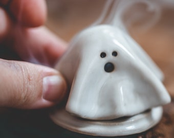 Ceramic incense ghost - hand-made ghost to smoke