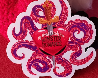 My Heart Bleeds For Monster Romance Vinyl Sticker, Romance Sticker, Monster Romance, Bookish Sticker, Bookish Merch