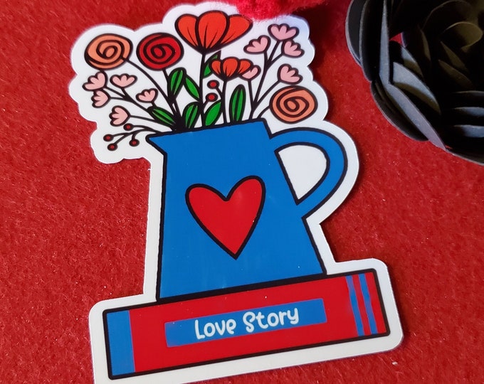 Love Story Vinyl Sticker, CLEAR Vinyl Sticker, Romance Novels, Romance Readers, Flower Stickers, Bookish Merch