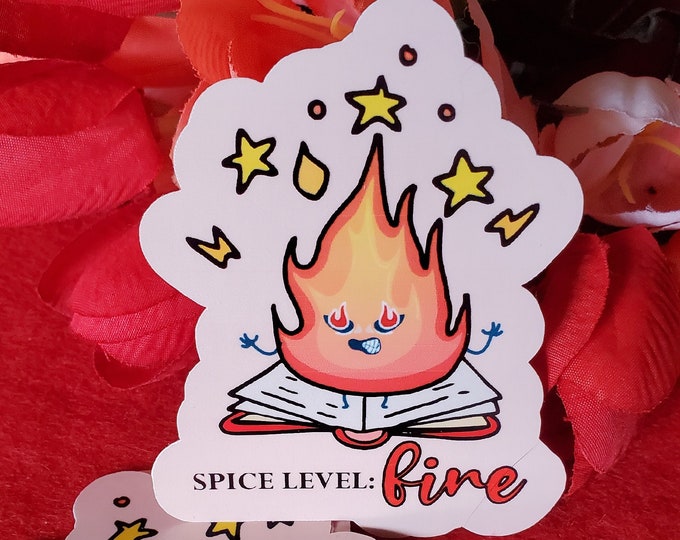 Spice Level: FIRE Vinyl Sticker, Spicy Books, Bookish Sticker, Kindle Sticker, Steamy Reads, Hot Romance, Romance Readers