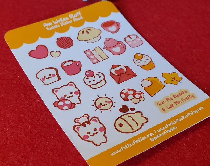 Sweets Sticker Sheet, Sweet Treats, Journaling Stickers, Planner Stickers, Cute Kawaii Stickers, Card Making Stickers, Cute Stationary