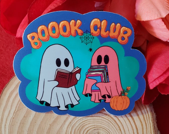 Boook Club Vinyl Sticker, Reading Club, Ghosties, Reading Ghosts, Seasonal Sticker, Smarty Sheets, Book Lovers, Bookish Ghosts