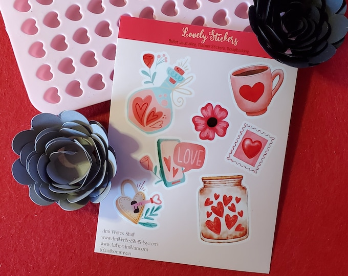 Lovely Stickers, Planner Stickers, Bullet Journaling Stickers, Notebook Stickers, Heart Stickers