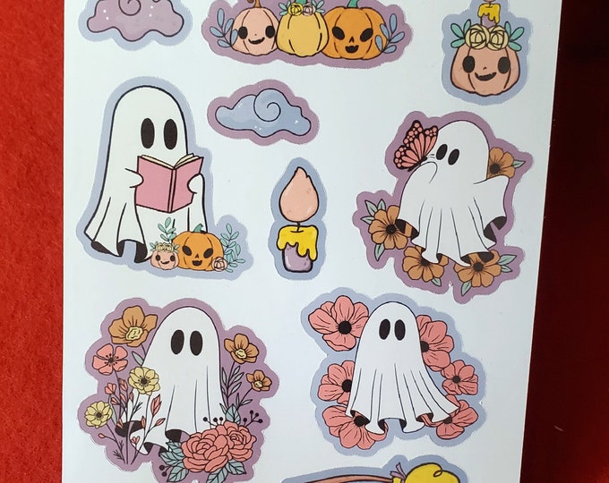 Playful Ghosties Sticker Sheet, Journaling Stickers, Bujo Stickers, Ghost Season, Seasonal Sticker Sheet, Book Club Planning