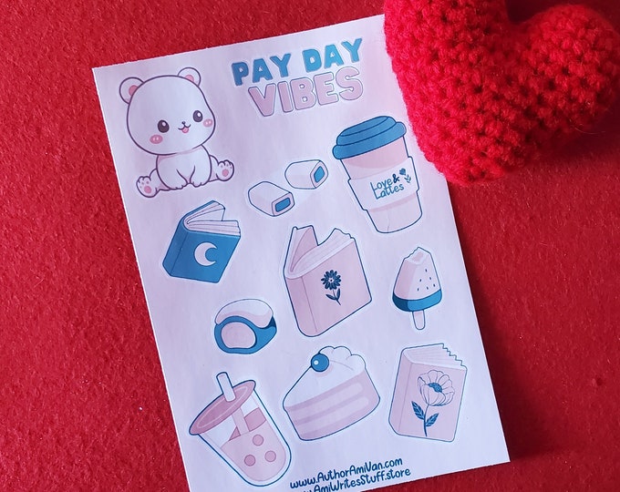 Pay Day Vibes Sticker Sheet, Cute Stickers for Journaling, Planner Stickers, Notebook Stickers