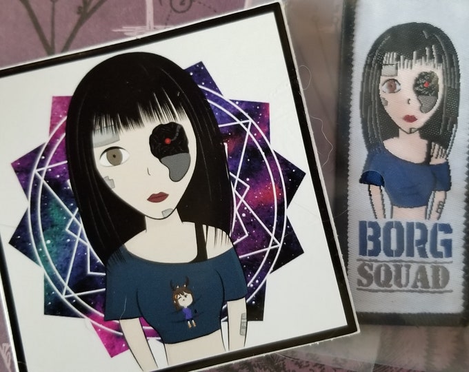 Borg Girl Vinyl Sticker & Patch Set