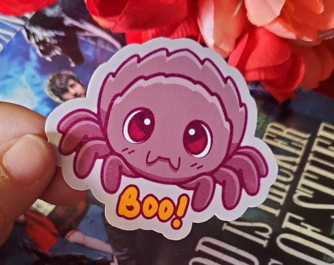 Boo Spider Vinyl Sticker, Halloween Sticker, Paranormal Readers, Spooky Cute Sticker