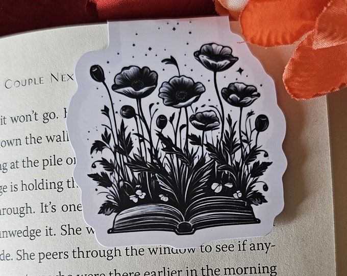 Wild Poppies Magnetic Bookmark, Wildflowers Magnetic Bookmark, Gift for Readers, Romance Reader, Bookish Gift, Book Lovers, Poppies