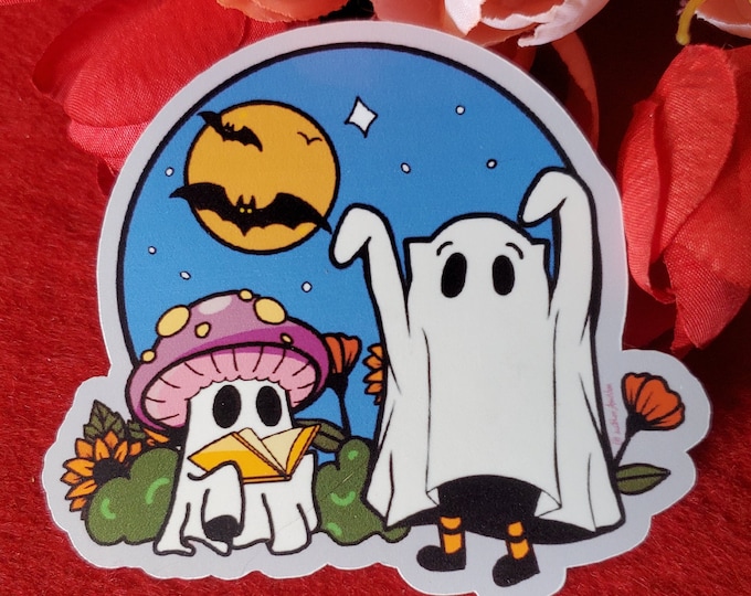 Bookie Meets Ghostie Vinyl Sticker, Spooky Season, Bookish, Bookie Adventures