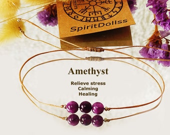AMETHYST Bracelet, Helps Crystal Bracelet, Crystals Jewelry, Relieve stress, Calming, Healing, Prosperety Bracelet, Gemstone bracelet,