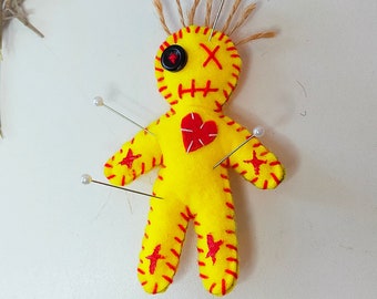 Voodoo Doll Yellow – success, understanding, confidence | Poppet Doll | Dream Wish Revenge | Dammit Doll | Witch