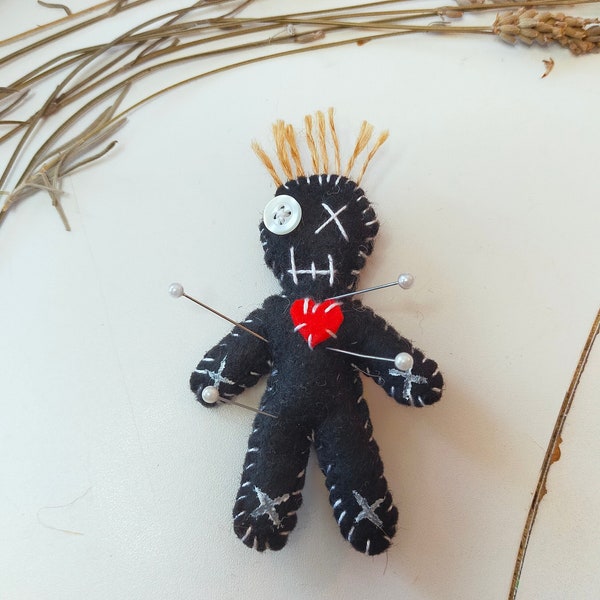 Voodoo Doll Black - Repel Negative Energy, Protection, Reverse a Curse, Transition | Poppet Doll | Dream Wish Revenge | Dammit Doll | Witch