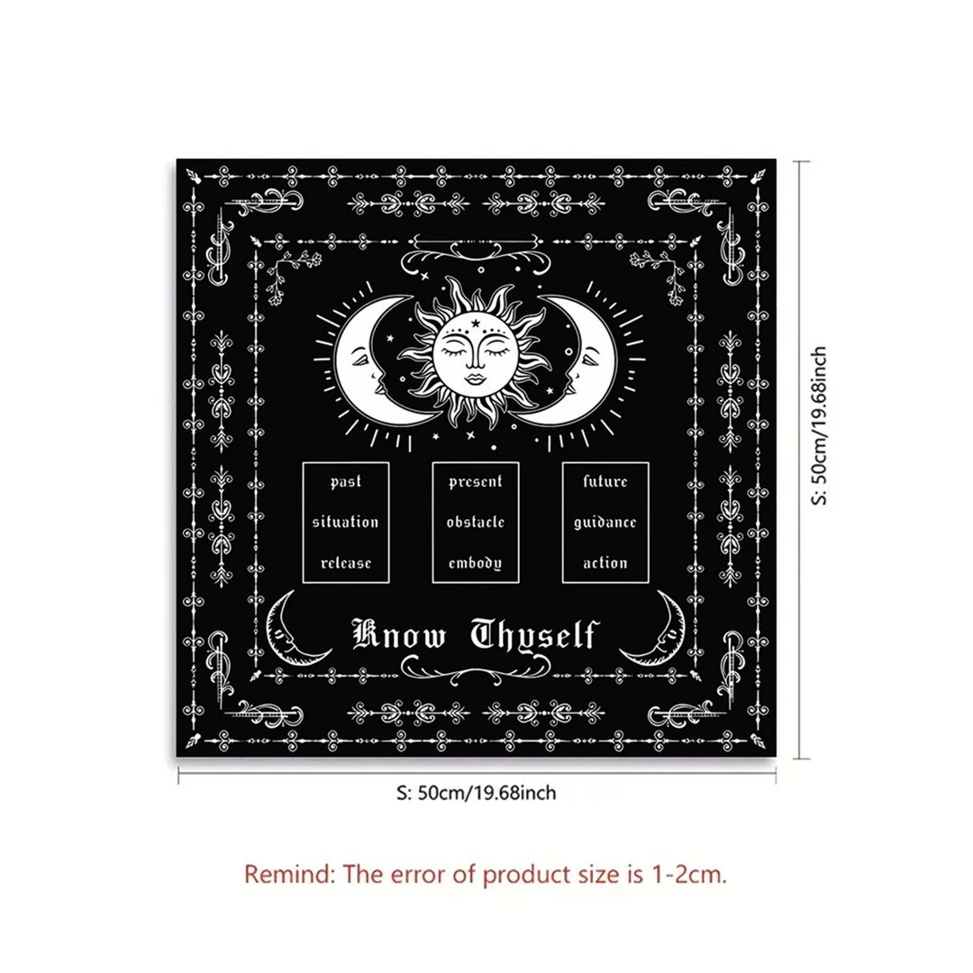 🃏 VIKAMA Mandala Tarot Tablecloth – Witchy Astrology Altar Cloth & Mystic Home Decor Table Cover