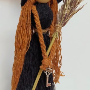 Kitchen Witch Wizard Handmade Witch Protection Luck Witch Broom, Vintage Design New Home Gift Housewarming, Boho nursery decor, Macrame Doll image 4