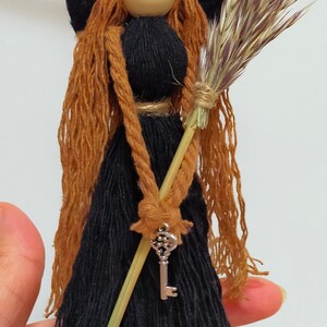 Kitchen Witch Wizard Handmade Witch Protection Luck Witch Broom, Vintage Design New Home Gift Housewarming, Boho nursery decor, Macrame Doll image 5