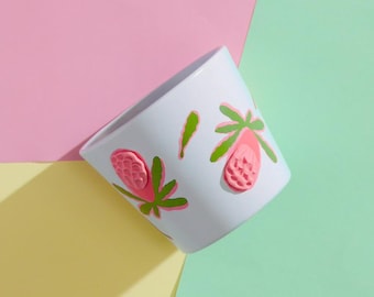 Australian Native Bottle Brush Flora Hand-Designed Ceramic Plant Pot
