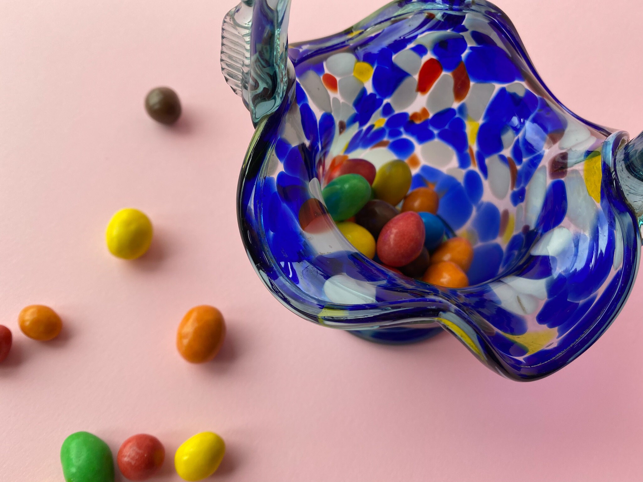 Vintage MultiColored Glass Candy Bowl Handblown Vase Handmade Etsy