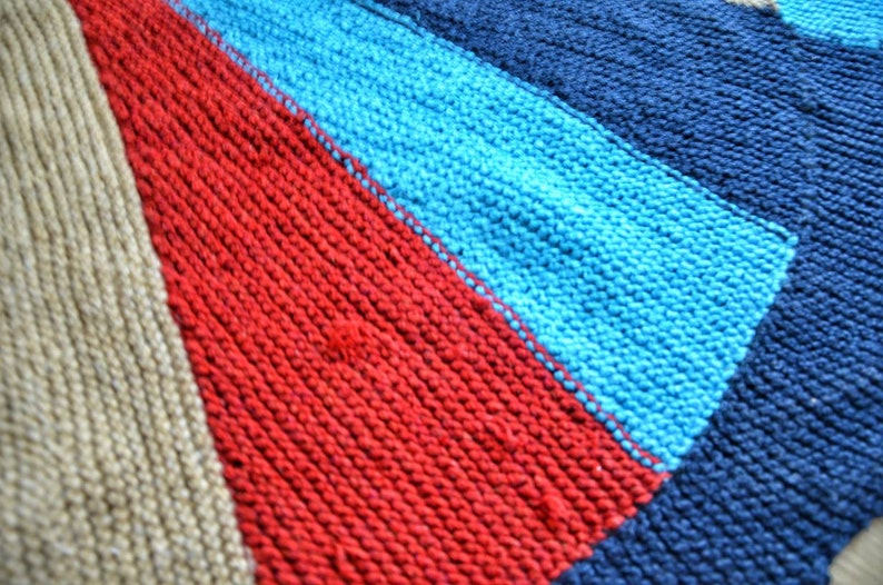 knitted mat stylish boho rug round knitted runner round carpet floor mat Knitted round carpet multicoloured knitted rug