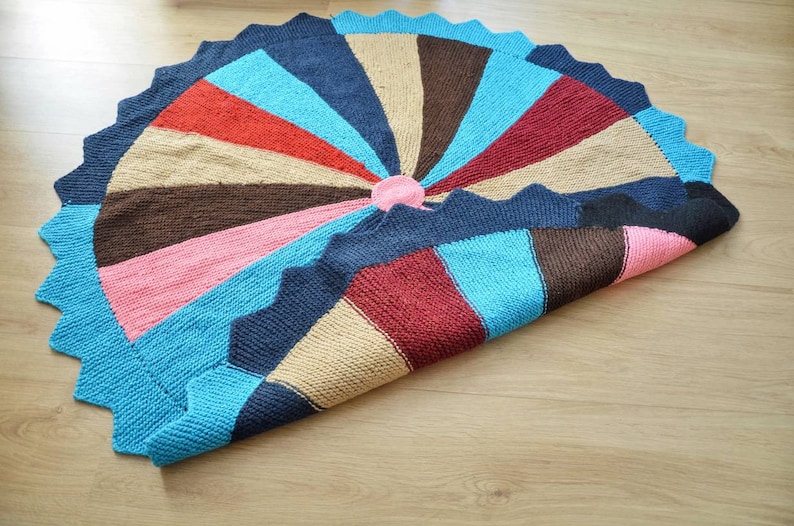 knitted mat stylish boho rug round knitted runner round carpet floor mat Knitted round carpet multicoloured knitted rug