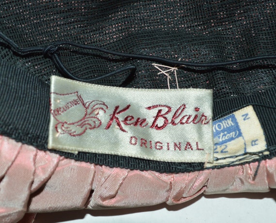 Vintage 1950's Pink Taffeta Bonnet by Ken Blair w… - image 5
