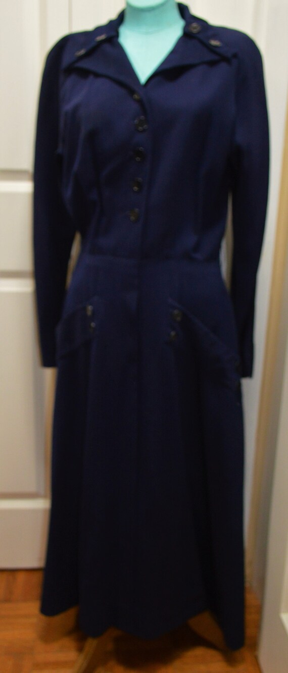 Vintage 1950's Blue Dress Long Sleeves Amazing - image 2