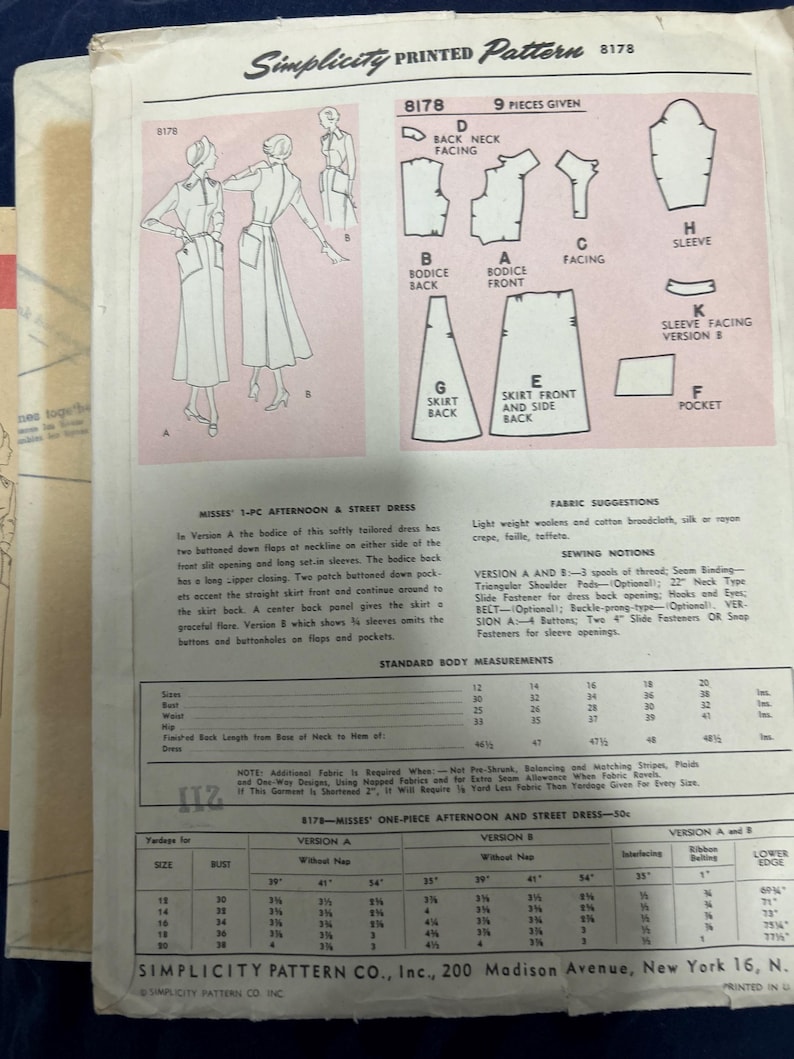 Simplicity Pattern 8178 Vintage Simplicity Designer's Pattern 8178 New Old Stock - Etsy