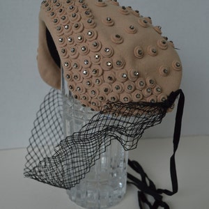 Vintage 1950er Nat Frank Juliette Mütze Pink Filz & Strass