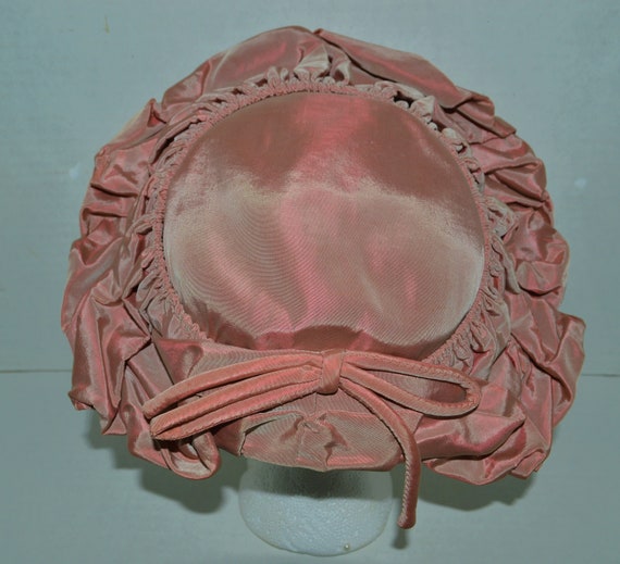 Vintage 1950's Pink Taffeta Bonnet by Ken Blair w… - image 3