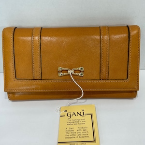 Vintage Leder Clutch Geldbörse mit Etikett von Gani