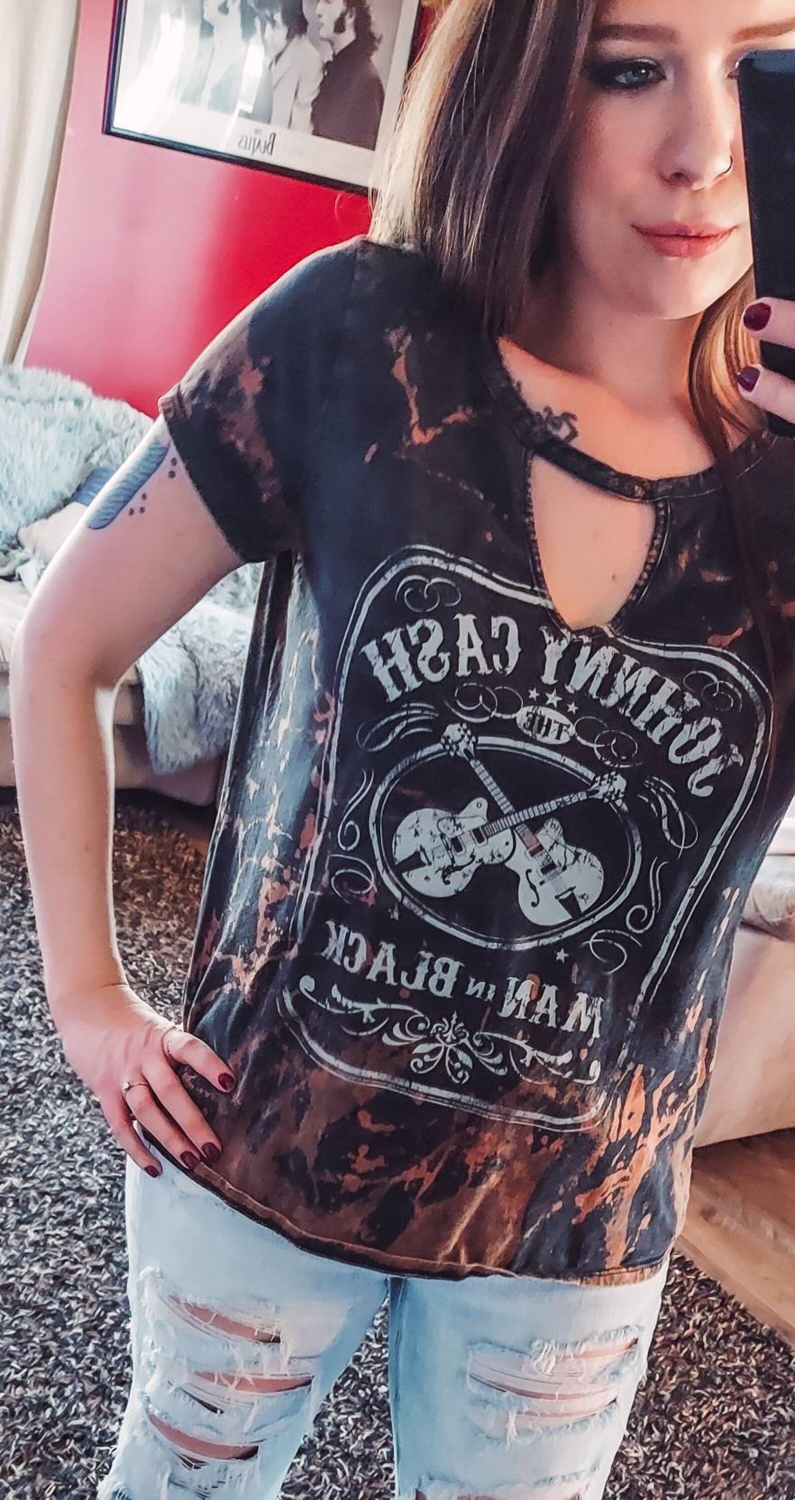 bleached johnny cash shirt