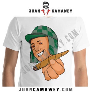T-shirt with design of the famous Mexican character El Chavo del Ocho enjoying and sharing a joint.