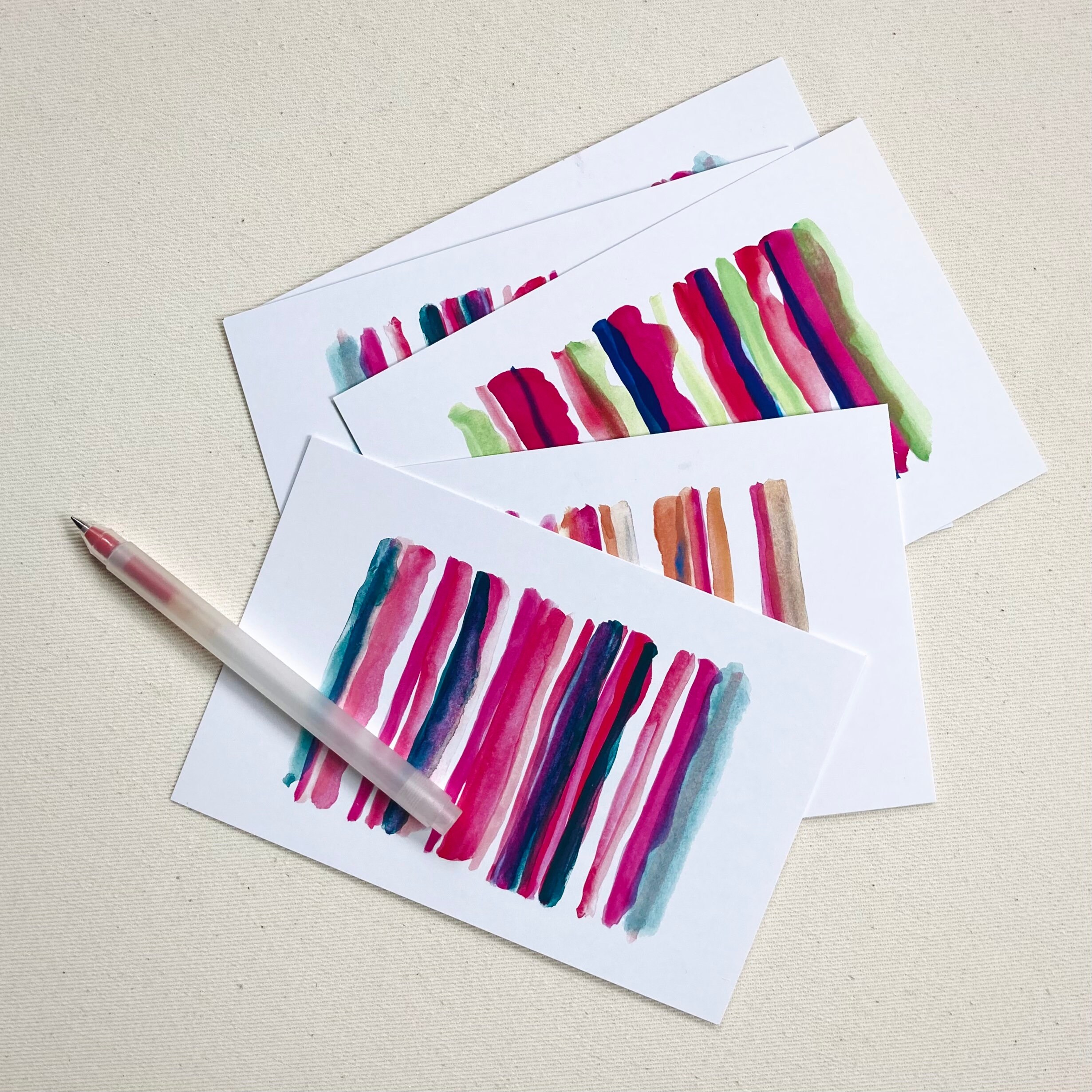 Painted Stripes Card Set 10 Cards and Envelopes Blank Etsy