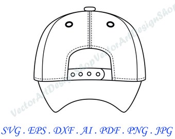 Download Clip Art Baseball Cap Outline Svg Dad Hat Sports Clothing Fashion Design Cartoon Black White Sketch Clipart Vector Cricut Cutting Files Download Art Collectibles