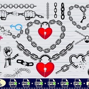 Chain SVG Clipart: Broken Chains, Cricut Cut Files (Digital Download)