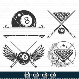 Biljard SVG-paket: Snooker, Pool Clip Art (digital nedladdning) bild 2