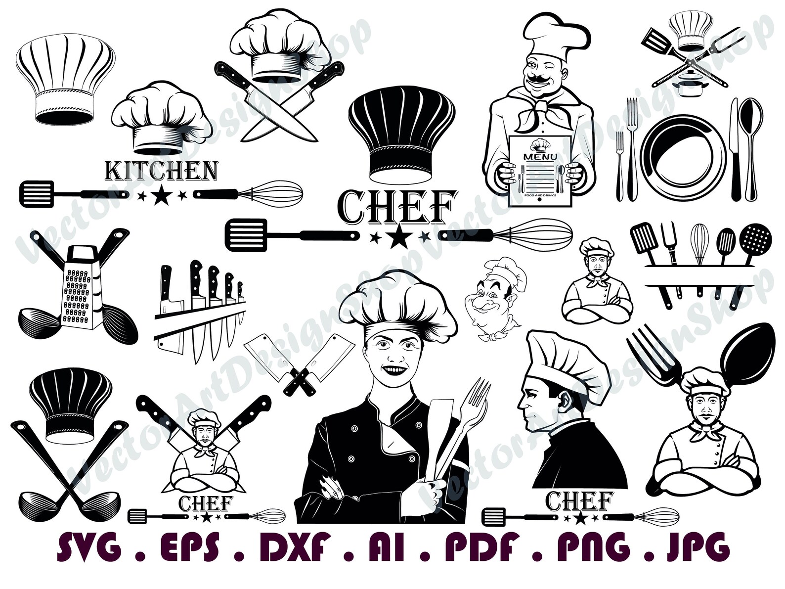 Chef Logo 2 SVG Chef Svg Cook Svg Kitchen Chef Clipart | Etsy