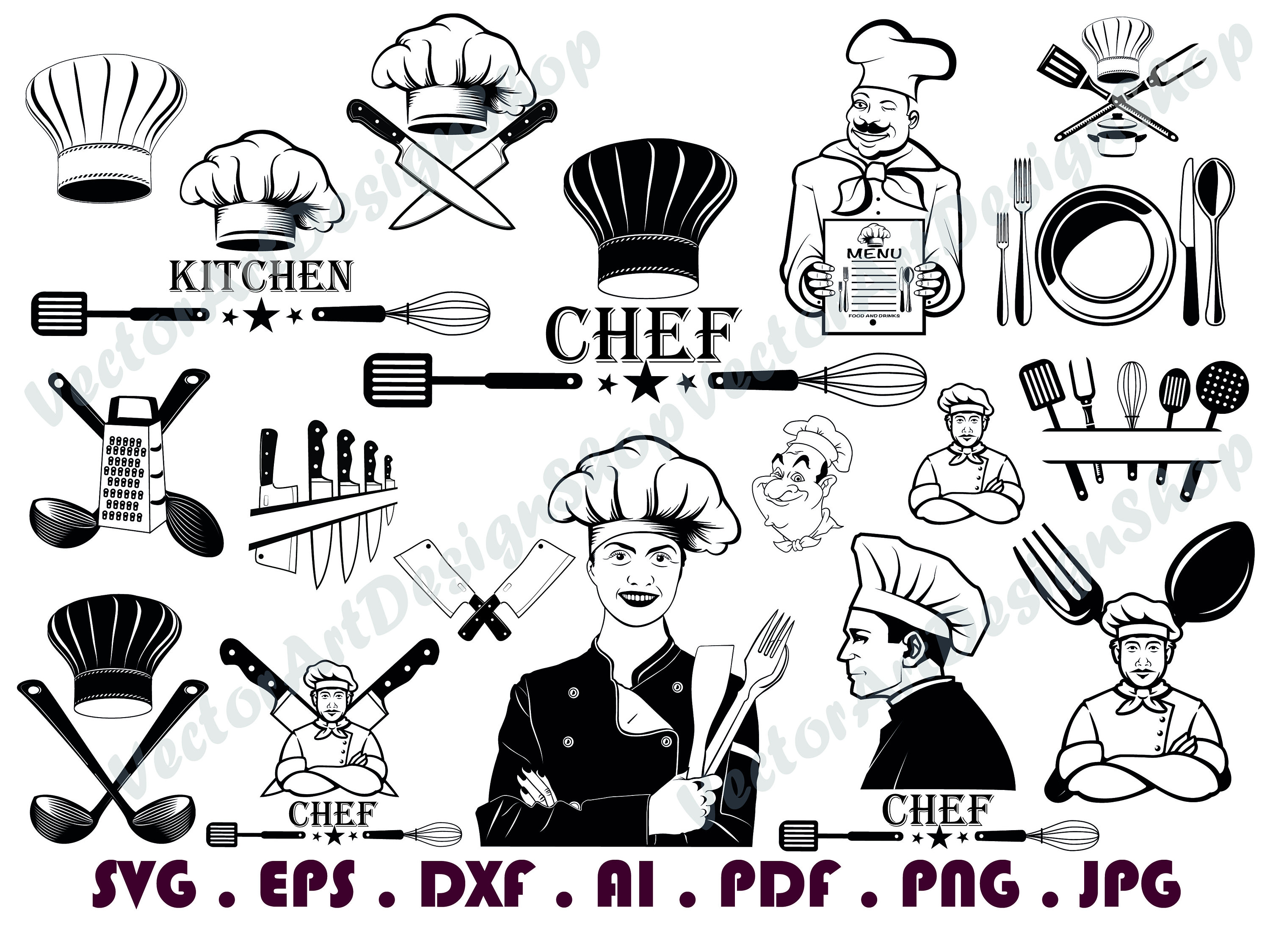 Chef Logo 2 SVG Chef Svg Cook Svg Kitchen Chef Clipart Etsy