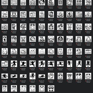 Puede incluir: Una colecci&oacute;n de 120 ilustraciones de ranas en blanco y negro. Las ranas se representan en varias poses y con diferentes accesorios, como gafas de sol, sombreros y flores.