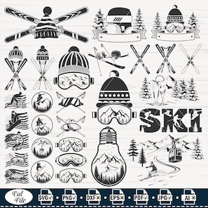 Ski Alpin SVG-Datei, #4, Ski geschnitten, Ski Helm geschnitten, Ski Brille für Cricut, Ski geschnitten für Silhouette, Vektor