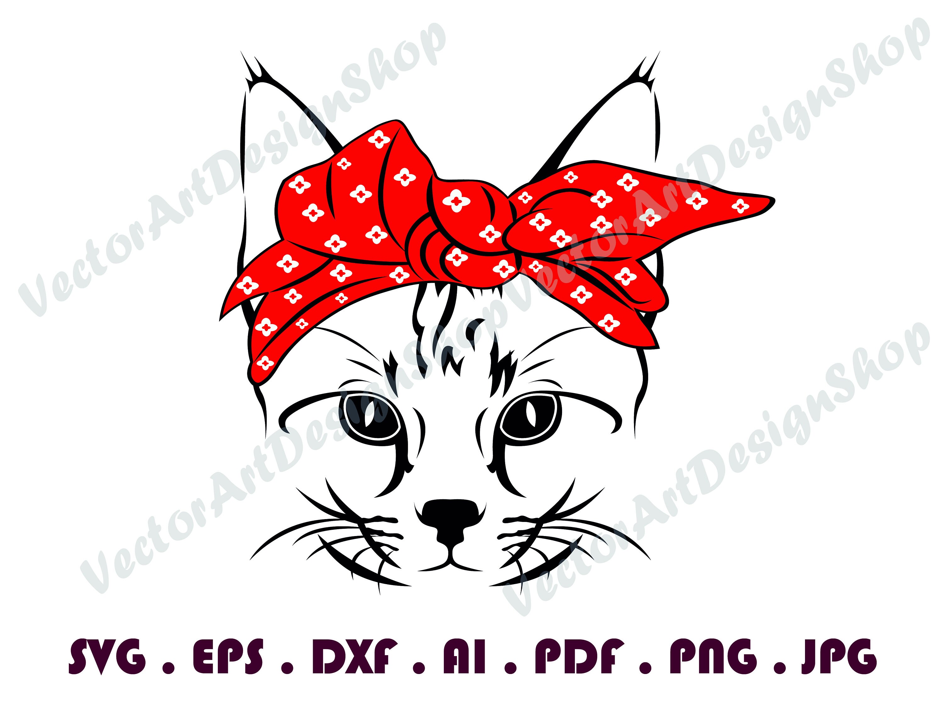 Cat With Bandana 4 SVG Cat SVG file Cat cut file Cat with Etsy