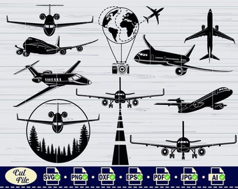 Airplane SVG #1, Aircraft SVG, Biplane Clipart, Airplane Files for Cricut, Airplane Cut Files For Silhouette, Dxf, Png, Eps, Airplane Svg