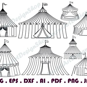 Circus Tent 2 Svg Circus Tent Svg Circus Tent Clipart Etsy