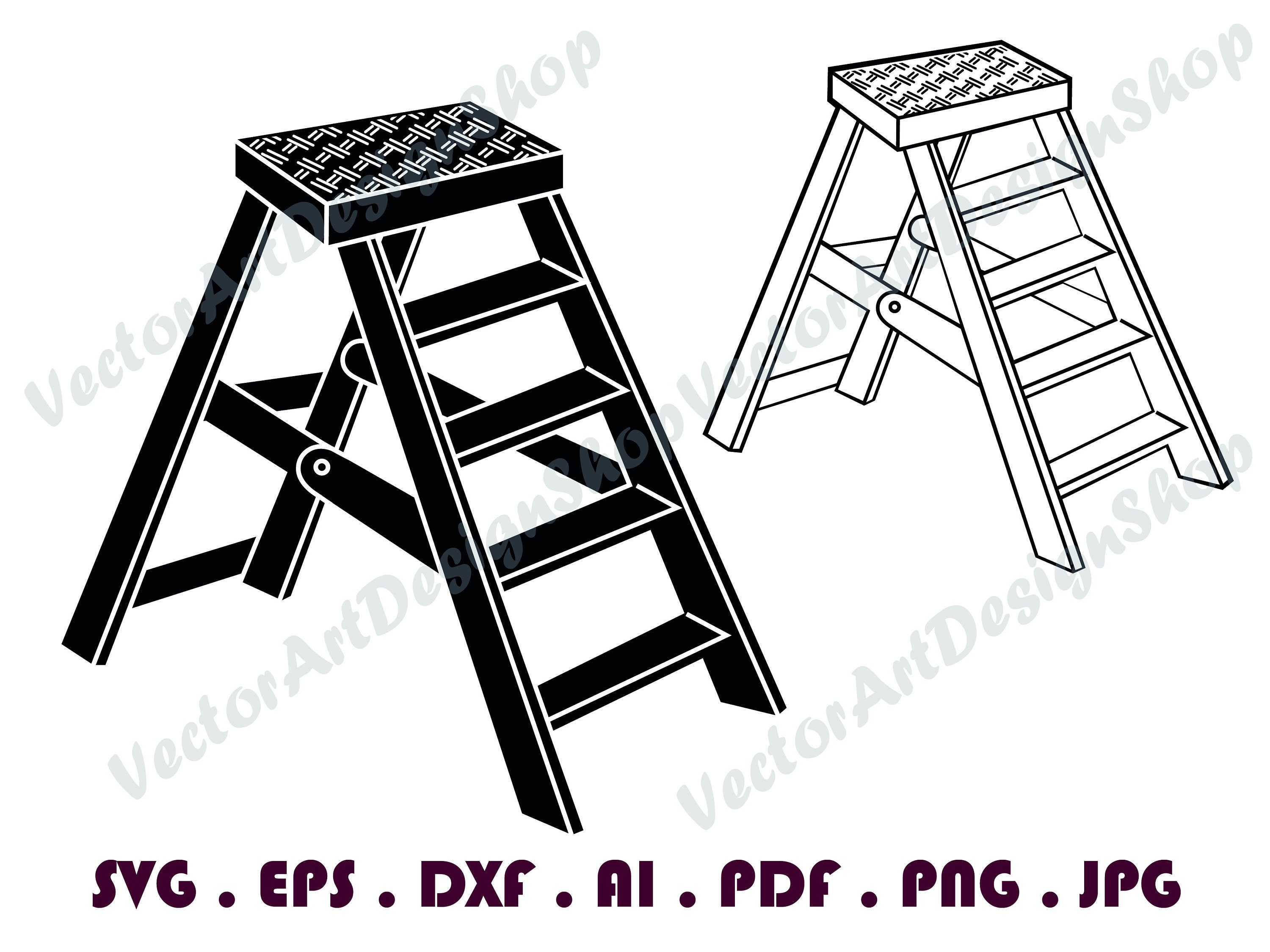 Ladder Svg, Step Ladder 1 SVG, Step Ladder Clipart, Step Ladder Files for  Cricut, Ladder Cut Files for Silhouette, Dxf, Png, Eps, Vector - Etsy