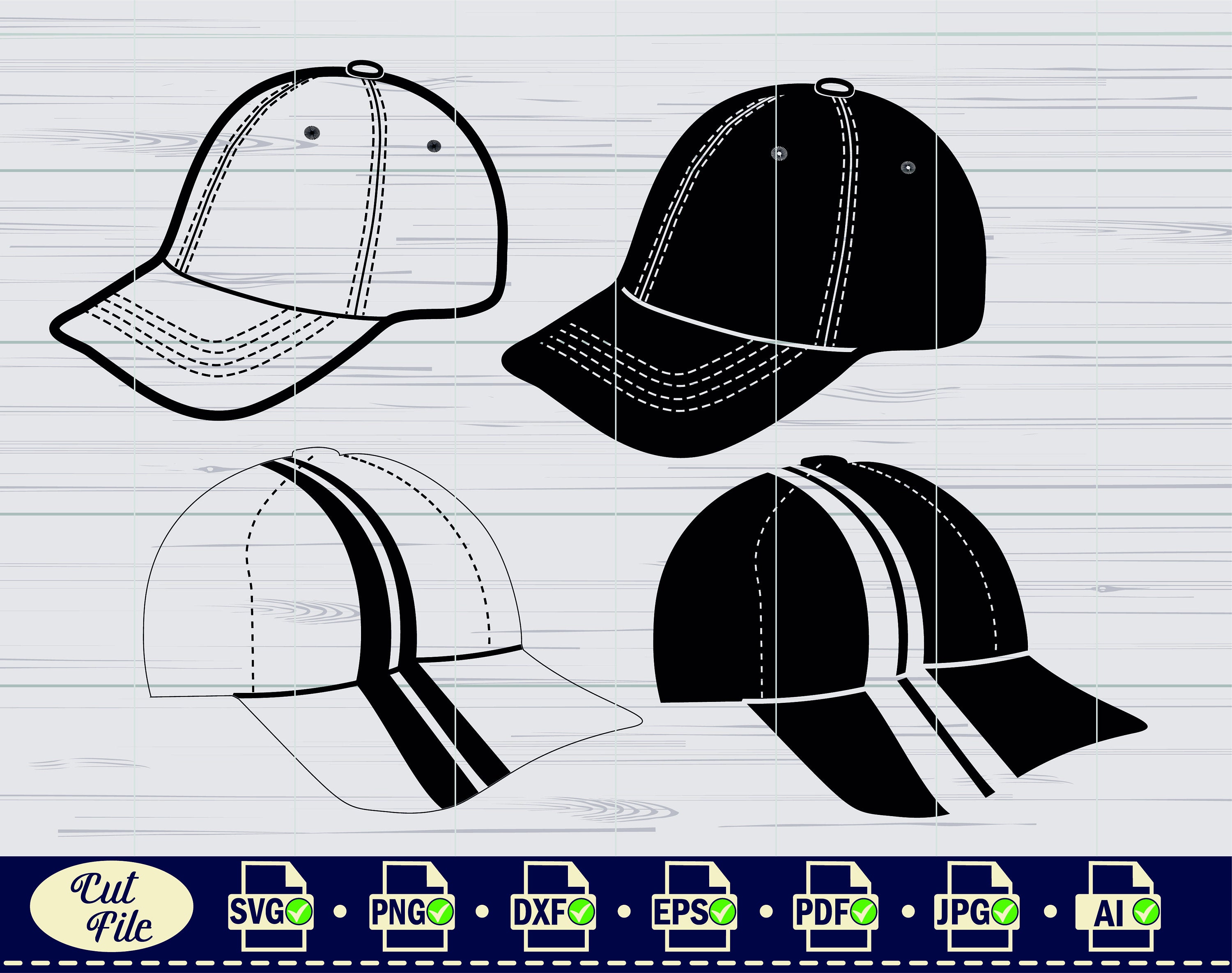 Baseball Cap SVG 4 Baseball Cap SVG Hat Svg Baseball Cap Etsy