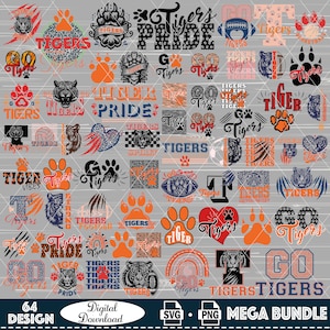Tigers Svg MEGA bundel, tijger gesneden bestand voor cricut, Tiger vibes SVG, Go Tigers Svg, Tiger Pride SVG, Tigers School, Rainbow Svg, Tigers Shirt