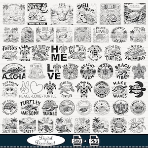 Paquete SVG MEGA de tortuga, n.º 1, archivo de corte SVG de tortuga floral para Cricut, clipart de tortuga, SVG de playa de verano, animales del océano, vida marina, camiseta de tortuga, PNG