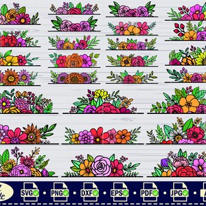 Floral Border SVG,#3, Flower Border SVG, Floral Svg, Flower Svg, Split Monogram, Floral Monogram Wedding Cut File, Flower Monogram, clipart