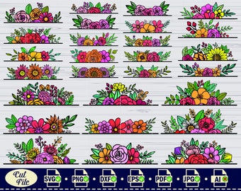 Floral Border SVG,#3, Flower Border SVG, Floral Svg, Flower Svg, Split Monogram, Floral Monogram Wedding Cut File, Flower Monogram, clipart
