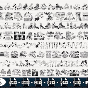 Roller Skates Mega Bundle Svg, skating Svg file, Skate Svg, Retro svg, Cricut, Roller skate design, Silhouette SVG, Cut files, clipart,Shirt