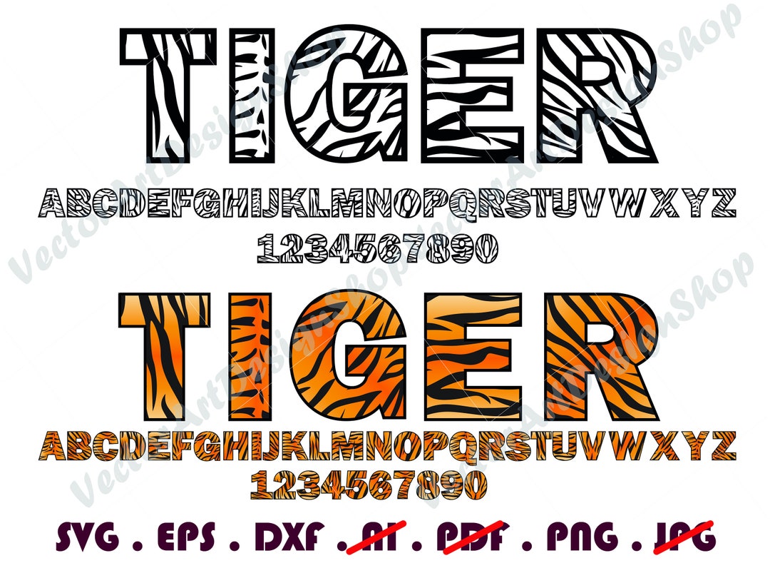 Tiger Font Svg1, Tiger Font Png, Animal Font Svg, Tiger Alphabet Svg
